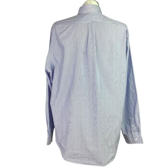 Ralph Lauren Shirt Men 2XL XXL Blue White Stripe Cotton Long Sleeve Button Down - Picture 6 of 7
